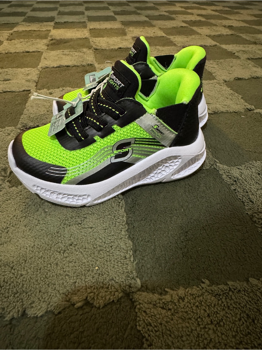 Skechers Kids' Neon Green and Black Sport Sneaker - Picture 7 of 7